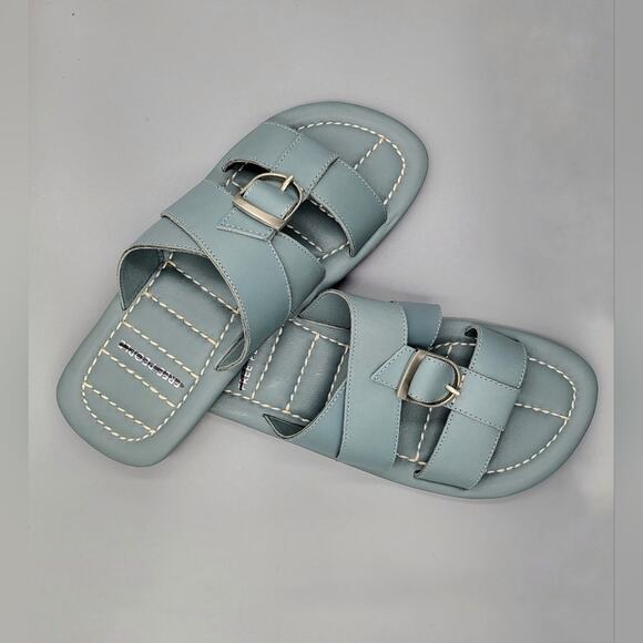 Free People Sandal Sloan Buckle Size 7 and 7.5 Blue (Stormy Sea) NIB - Picture 2 of 8